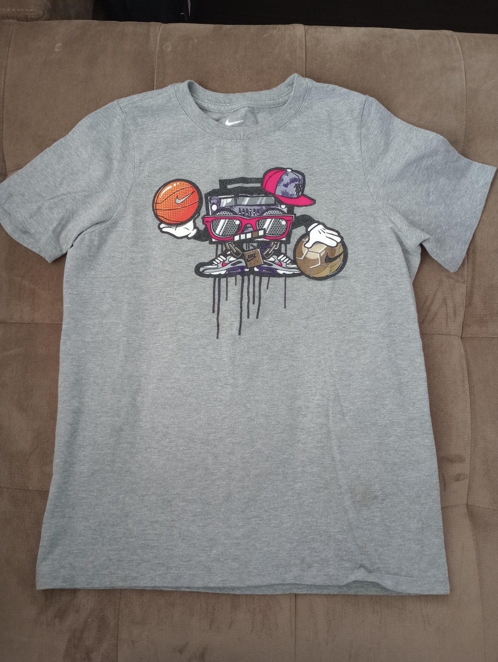 Kids Size - Gray Nike Shirt W/Boombox Graphic